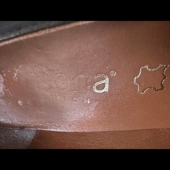 Simona Leather Heeled Shoes – Chocolate Brown with Floral Stitch Detail Size 6 - Picture 7 of 8